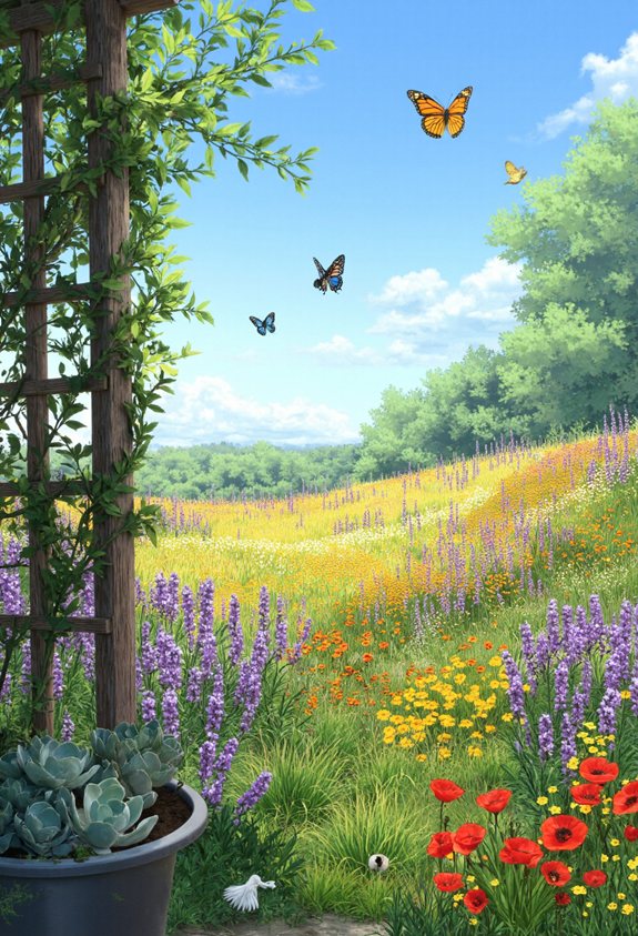 rainbow garden with nectar rich blossoms