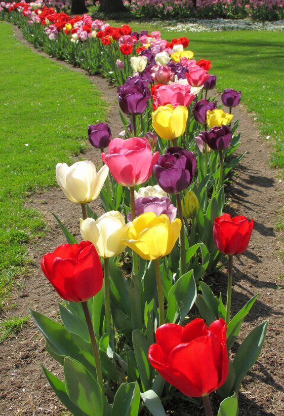 rainbow tulip garden border