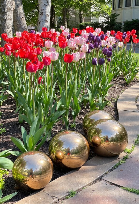 reflective ornaments boost tulip brightness