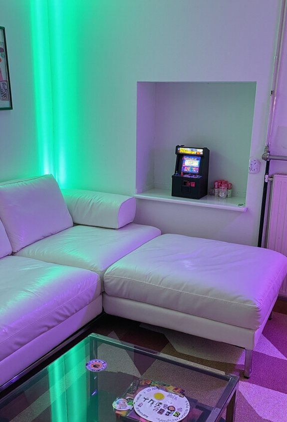 retro arcade corner setup