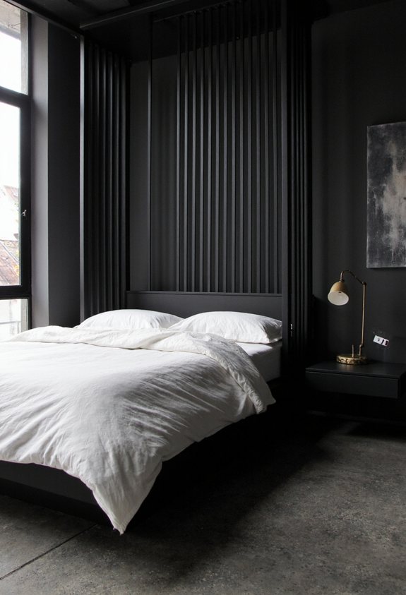 sleek black bedroom retreat