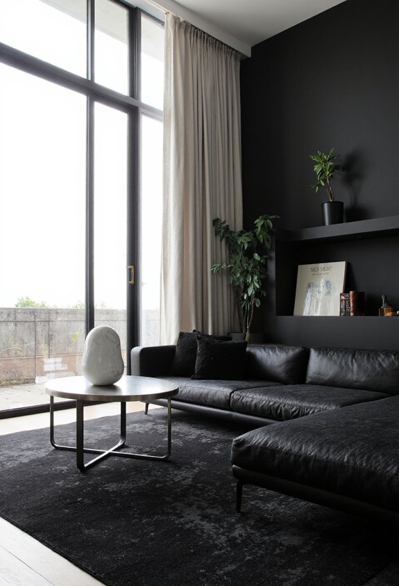 sleek black nouveau minimalism