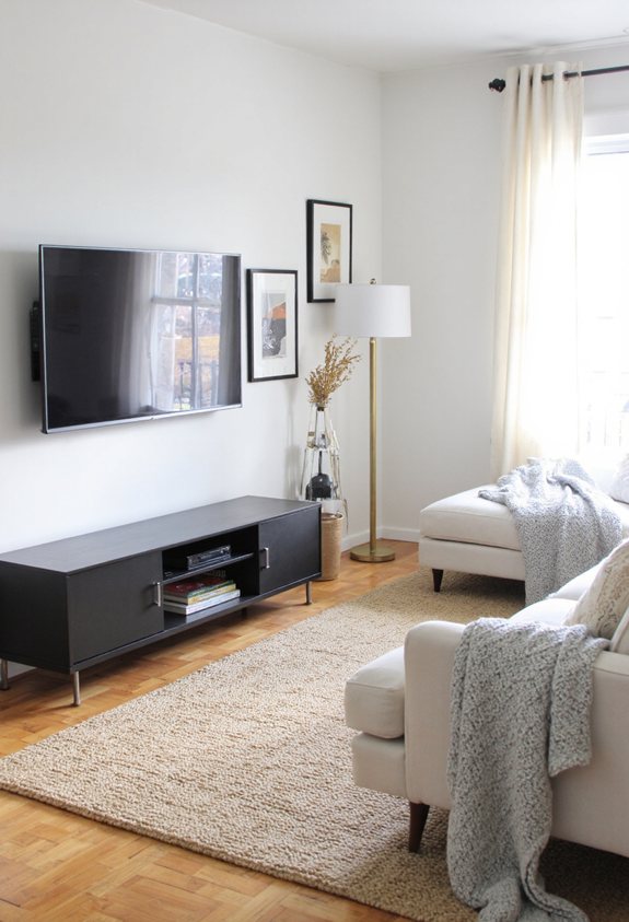 sleek tv stand with cable management