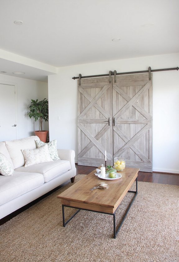 space saving rustic sliding door