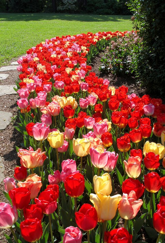 spiral tulip garden arrangement