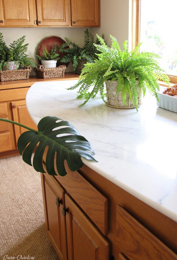 balance warmth with greenery
