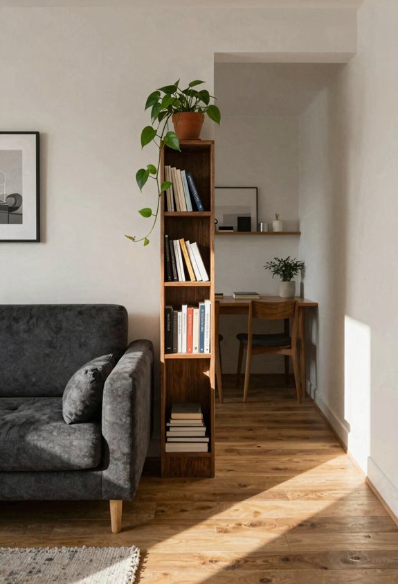 bookshelf doubles as divider