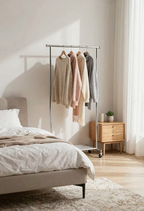 freestanding lockable garment rack