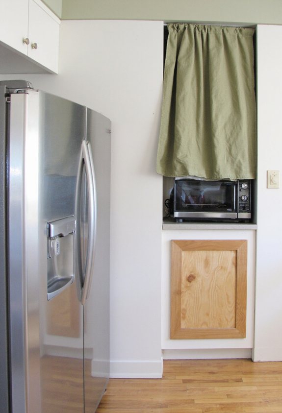 hiding appliances with curtains