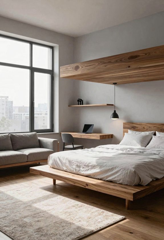 lofted bed creates extra room