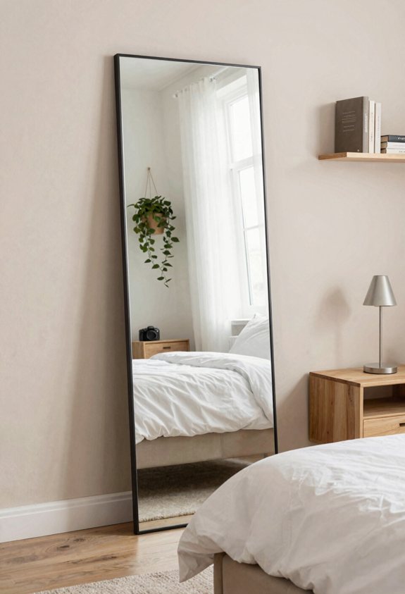 mirror expands perceived bedroom space