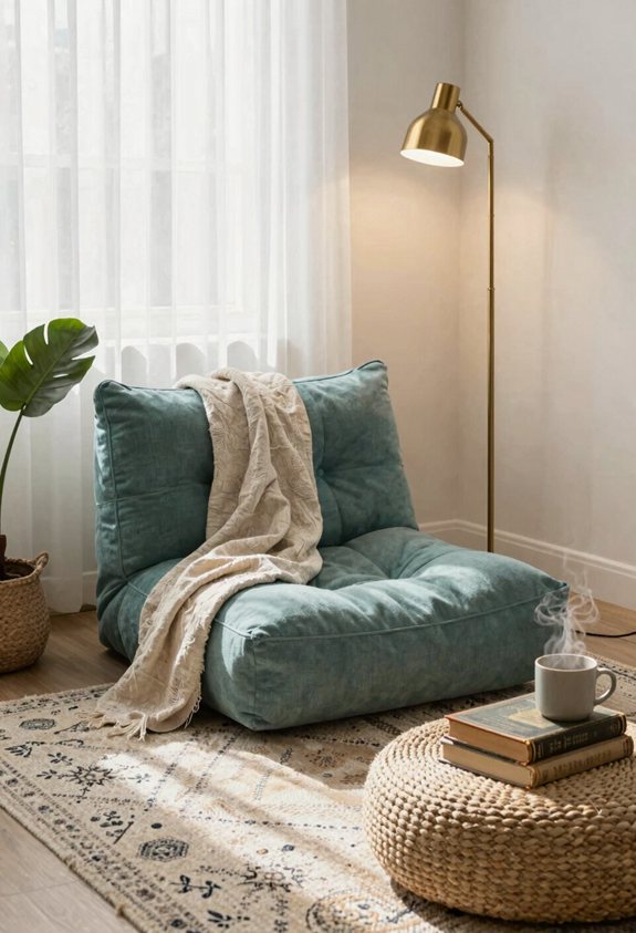 plush corner reading nook