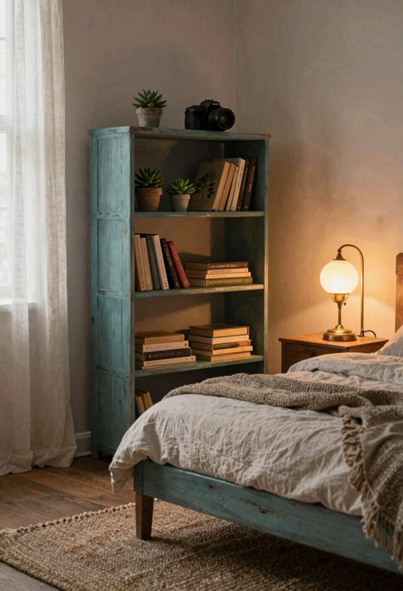 thrifted bookshelf nightstand