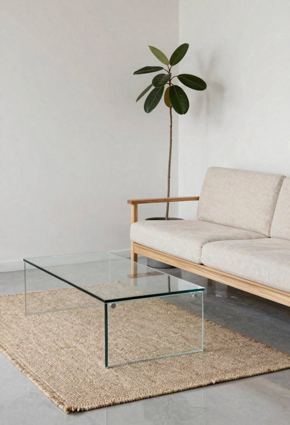 transparent space saving coffee table