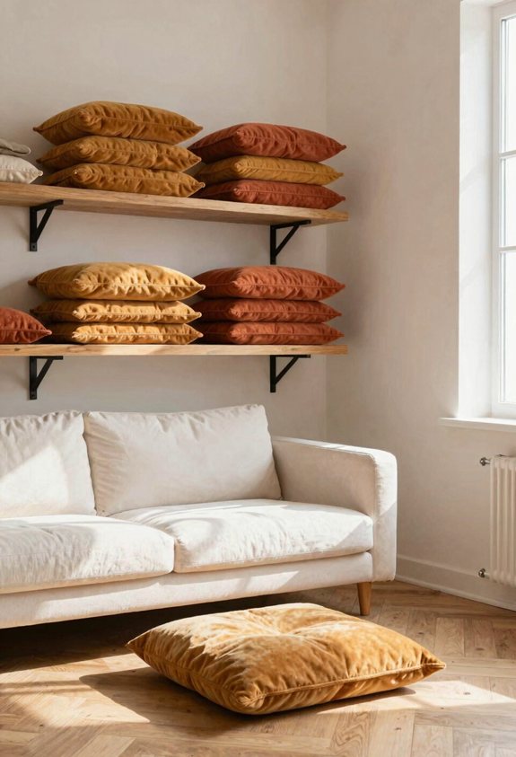 wall mounted cushion storage