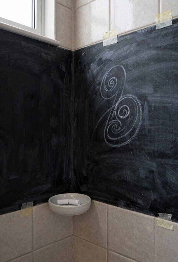 chalkboard paint hides ugly tiles
