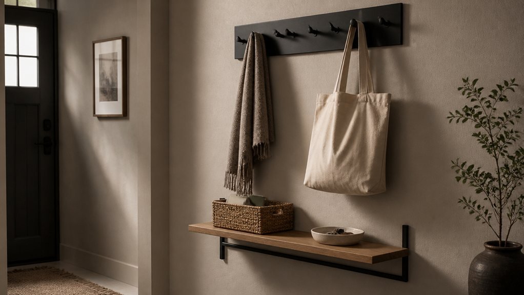 coat rack with shelf below