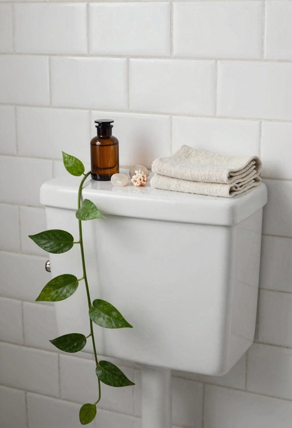 floating shelf above toilet
