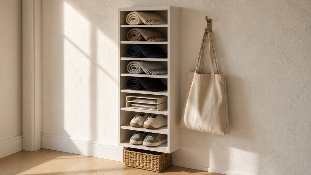 slim entryway shoe mail organizer