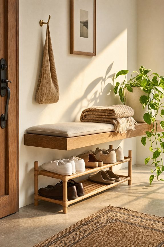slim shoe rack bench