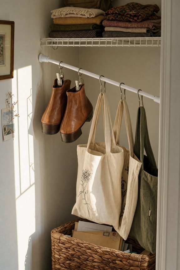 tension rods vertical shoe storage