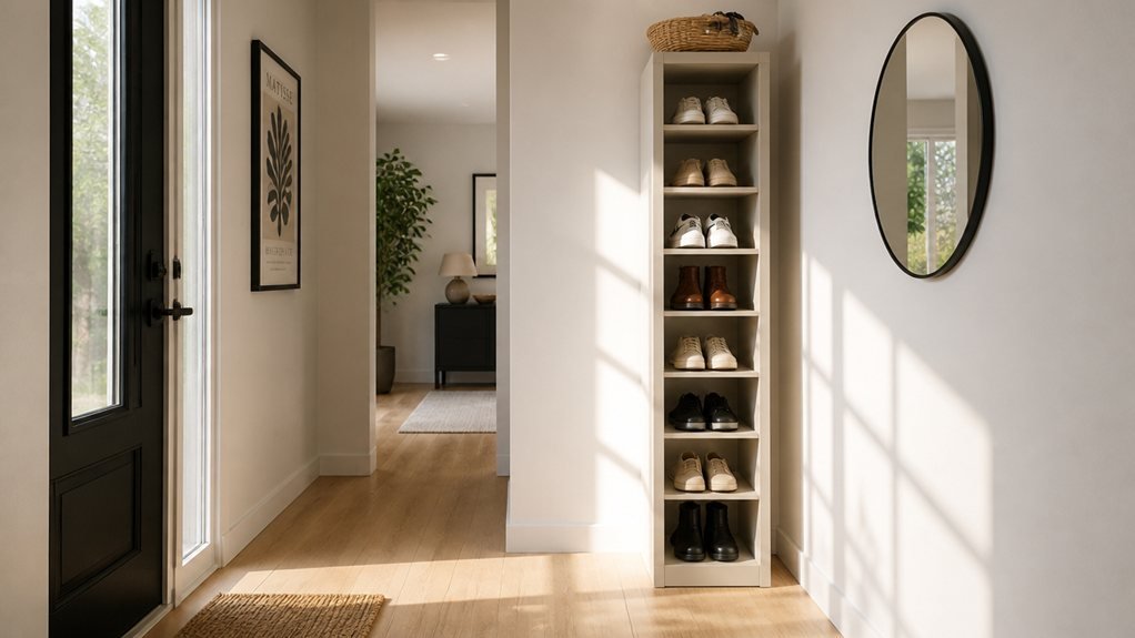 vertical shoe racks save space