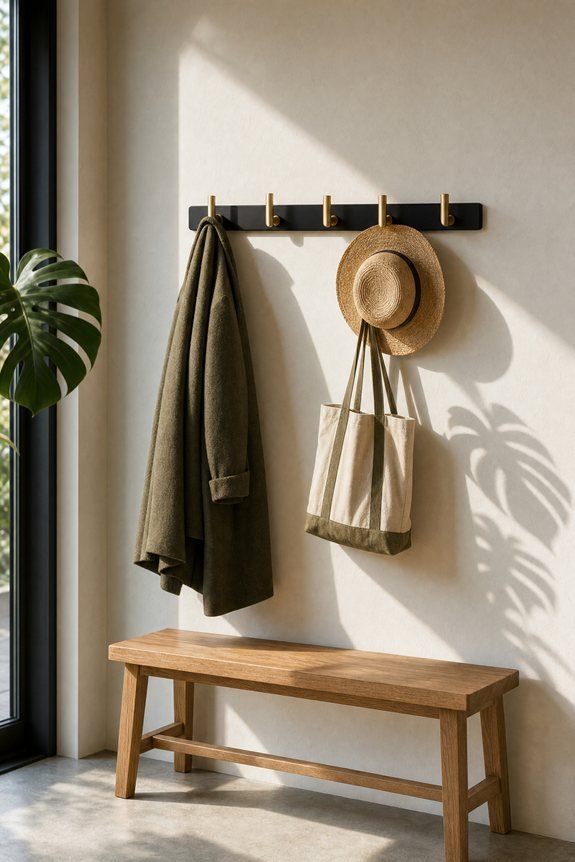 wall mounted entryway hook system